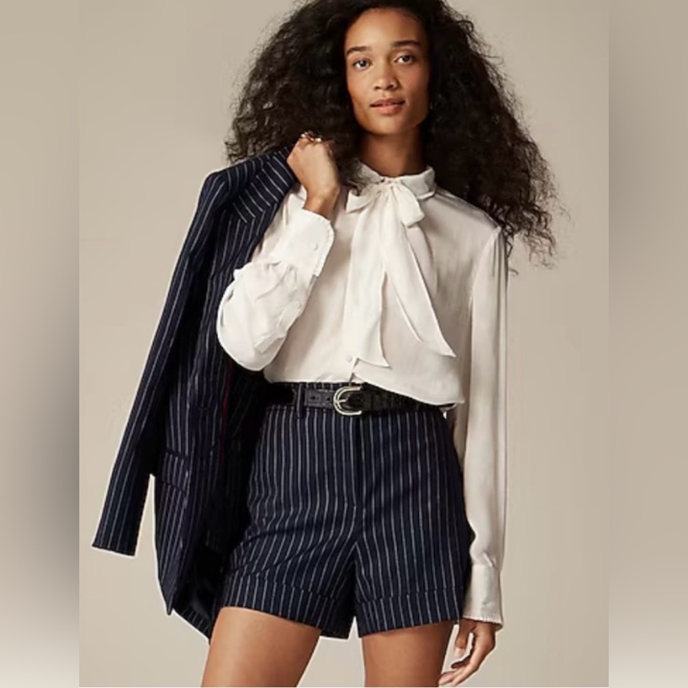 J. Crew Cream Tie-Neck Button Down Blouse
